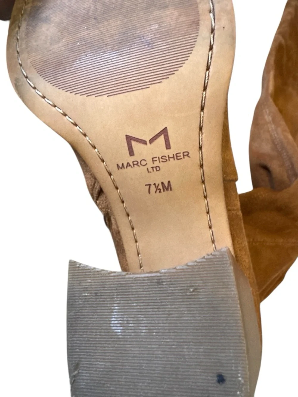 Marc‎ Fisher Tan Suede Over-the-Knee Block Heel Boots